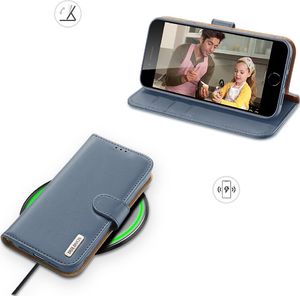 Dux Ducis Dux Ducis Hivo skórzane etui z klapką pokrowiec ze skóry naturalnej portfel na karty i dokumenty iPhone SE 2020 / iPhone 8 / iPhone 7 niebieski 3
