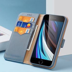 Dux Ducis Dux Ducis Hivo skórzane etui z klapką pokrowiec ze skóry naturalnej portfel na karty i dokumenty iPhone SE 2020 / iPhone 8 / iPhone 7 niebieski 10