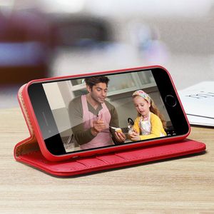 Dux Ducis Dux Ducis Hivo skórzane etui z klapką pokrowiec ze skóry naturalnej portfel na karty i dokumenty iPhone SE 2020 / iPhone 8 / iPhone 7 czerwony 11