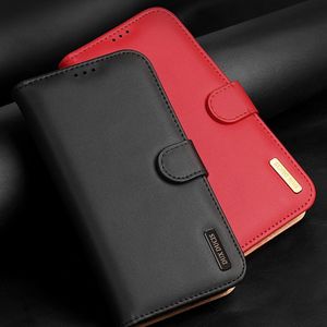 Dux Ducis Dux Ducis Hivo skórzane etui z klapką pokrowiec ze skóry naturalnej portfel na karty i dokumenty iPhone SE 2020 / iPhone 8 / iPhone 7 czerwony 12