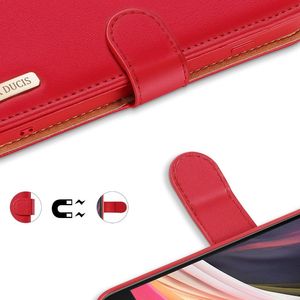 Dux Ducis Dux Ducis Hivo skórzane etui z klapką pokrowiec ze skóry naturalnej portfel na karty i dokumenty iPhone SE 2020 / iPhone 8 / iPhone 7 czerwony 4