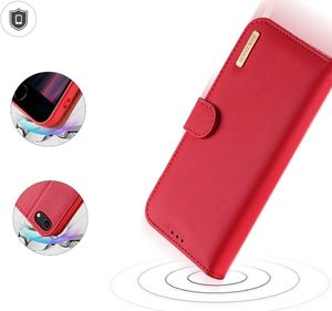 Dux Ducis Dux Ducis Hivo skórzane etui z klapką pokrowiec ze skóry naturalnej portfel na karty i dokumenty iPhone SE 2020 / iPhone 8 / iPhone 7 czerwony 7