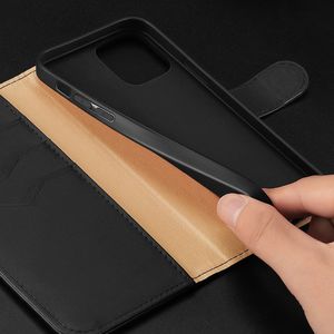 Dux Ducis Dux Ducis Hivo skórzane etui z klapką pokrowiec ze skóry naturalnej portfel na karty i dokumenty iPhone 12 Pro Max niebieski 28