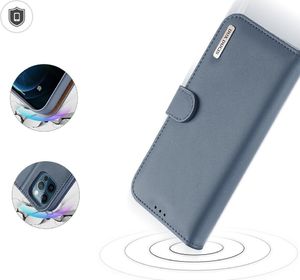 Dux Ducis Dux Ducis Hivo skórzane etui z klapką pokrowiec ze skóry naturalnej portfel na karty i dokumenty iPhone 12 Pro Max niebieski 4