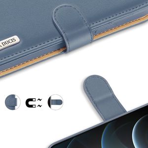 Dux Ducis Dux Ducis Hivo skórzane etui z klapką pokrowiec ze skóry naturalnej portfel na karty i dokumenty iPhone 12 Pro Max niebieski 6