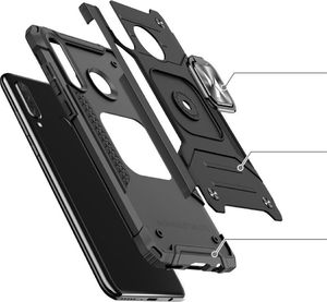 Wozinsky Wozinsky Ring Armor pancerne hybrydowe etui pokrowiec + magnetyczny uchwyt Huawei P30 Lite czarny 3