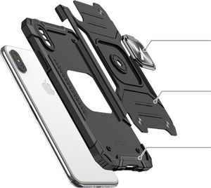 Wozinsky Wozinsky Ring Armor pancerne hybrydowe etui pokrowiec + magnetyczny uchwyt iPhone XS / iPhone X niebieski 4