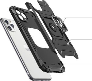 Wozinsky Wozinsky Ring Armor pancerne hybrydowe etui pokrowiec + magnetyczny uchwyt iPhone 11 Pro Max czarny 3