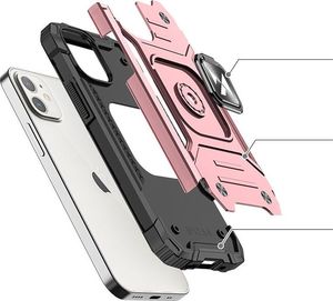 Wozinsky Wozinsky Ring Armor pancerne hybrydowe etui pokrowiec + magnetyczny uchwyt iPhone 12 mini różowy 4