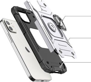 Wozinsky Wozinsky Ring Armor pancerne hybrydowe etui pokrowiec + magnetyczny uchwyt iPhone 12 mini srebrny 4