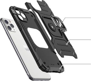 Wozinsky Wozinsky Ring Armor pancerne hybrydowe etui pokrowiec + magnetyczny uchwyt Samsung Galaxy S20 FE 5G czarny 3