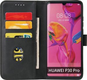 Hurtel Magnet Case elegancki futerał etui pokrowiec z klapką i funkcją podstawki Huawei P30 Pro czarny 3