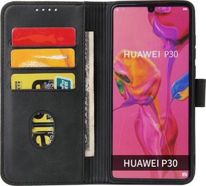 Hurtel Magnet Case elegancki futerał etui pokrowiec z klapką i funkcją podstawki Huawei P30 czarny 3