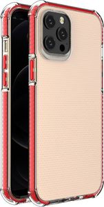 Hurtel Spring Armor żelowy elastyczny pancerny pokrowiec z kolorową ramką do iPhone 12 Pro Max czerwony 1
