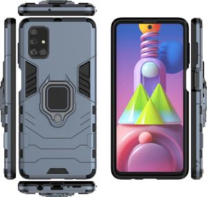 Hurtel Ring Armor pancerne hybrydowe etui pokrowiec + magnetyczny uchwyt Samsung Galaxy M51 niebieski 2
