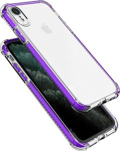 Hurtel Spring Armor żelowy elastyczny pancerny pokrowiec z kolorową ramką do iPhone XR różowy 5