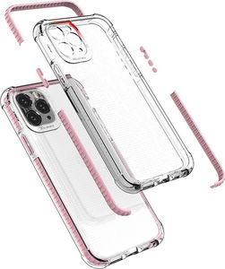 Hurtel Spring Armor żelowy elastyczny pancerny pokrowiec z kolorową ramką do iPhone 11 Pro różowy 2