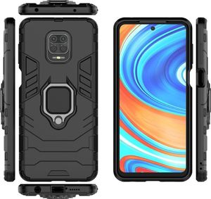 Hurtel Ring Armor pancerne hybrydowe etui pokrowiec + magnetyczny uchwyt Xiaomi Redmi Note 9 Pro / Redmi Note 9S czarny 3