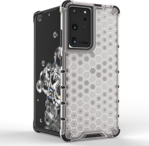 Hurtel Honeycomb etui pancerny pokrowiec z żelową ramką Samsung Galaxy S21 Ultra 5G czarny 2
