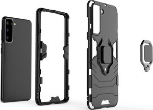 Hurtel Ring Armor pancerne hybrydowe etui pokrowiec + magnetyczny uchwyt Samsung Galaxy S21 5G czarny 3