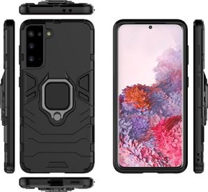 Hurtel Ring Armor pancerne hybrydowe etui pokrowiec + magnetyczny uchwyt Samsung Galaxy S21 5G czarny 6