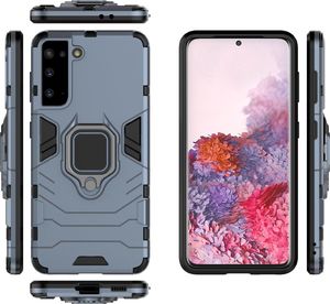 Hurtel Ring Armor pancerne hybrydowe etui pokrowiec + magnetyczny uchwyt Samsung Galaxy S21 5G niebieski 6