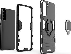 Hurtel Ring Armor pancerne hybrydowe etui pokrowiec + magnetyczny uchwyt Samsung Galaxy S21+ 5G (S21 Plus 5G) czarny 3