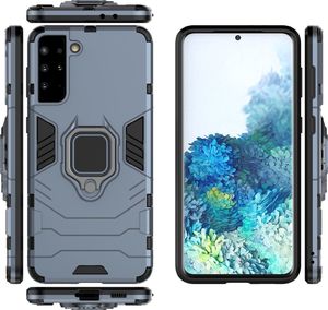 Hurtel Ring Armor pancerne hybrydowe etui pokrowiec + magnetyczny uchwyt Samsung Galaxy S21+ 5G (S21 Plus 5G) niebieski 5