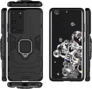 Hurtel Ring Armor pancerne hybrydowe etui pokrowiec + magnetyczny uchwyt Samsung Galaxy S21 Ultra 5G czarny 6