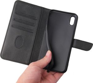 Hurtel Magnet Case elegancki futerał etui pokrowiec z klapką i funkcją podstawki iPhone XS / iPhone X czarny 3