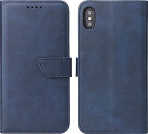 Hurtel Magnet Case elegancki futerał etui pokrowiec z klapką i funkcją podstawki iPhone XS / iPhone X niebieski 1