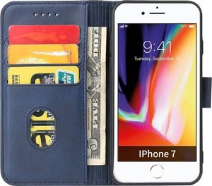 Hurtel Magnet Case elegancki futerał etui pokrowiec z klapką i funkcją podstawki iPhone SE 2020 / iPhone 8 / iPhone 7 niebieski 3