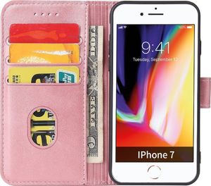 Hurtel Magnet Case elegancki futerał etui pokrowiec z klapką i funkcją podstawki iPhone SE 2020 / iPhone 8 / iPhone 7 różowy 3