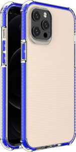 Hurtel Spring Armor żelowy elastyczny pancerny pokrowiec z kolorową ramką do iPhone 12 Pro Max niebieski 1