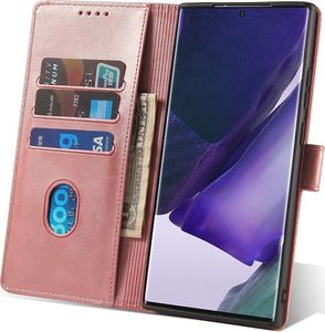Hurtel Magnet Case elegancki futerał etui pokrowiec z klapką i funkcją podstawki Samsung Galaxy Note 20 Ultra różowy 5