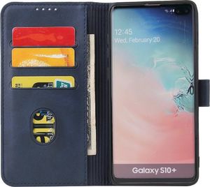 Hurtel Magnet Case elegancki futerał etui pokrowiec z klapką i funkcją podstawki Samsung Galaxy S10+ (S10 Plus) niebieski 3