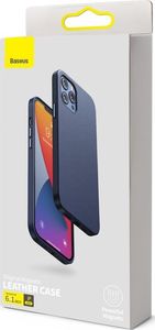 Baseus Baseus Magnetic Leather Case etui ze skóry ekologicznej z magnetycznym uchwytem iPhone 12 Pro / iPhone 12 niebieski (kompatybilny z MagSafe) 5
