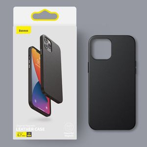 Baseus Baseus Magnetic Leather Case etui ze skóry ekologicznej z magnetycznym uchwytem iPhone 12 mini czarny (kompatybilny z MagSafe) 20