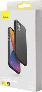 Baseus Baseus Magnetic Leather Case etui ze skóry ekologicznej z magnetycznym uchwytem iPhone 12 mini czarny (kompatybilny z MagSafe) 5