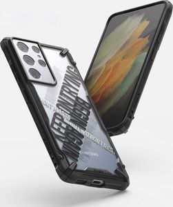 Ringke Ringke Fusion X Design etui pancerny pokrowiec z ramką Samsung Galaxy S21 Ultra 5G czarny (Cross) (XDSG0056) 2