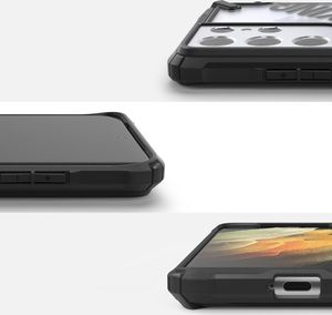 Ringke Ringke Fusion X Design etui pancerny pokrowiec z ramką Samsung Galaxy S21 Ultra 5G czarny (Cross) (XDSG0056) 3