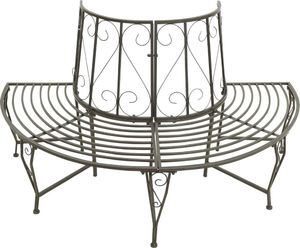 vidaXL Ogrodowa, półokrągła ławka pod drzewo, 160 cm, stalowa 2