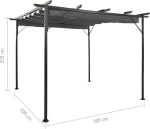 vidaXL Pergola ogrodowa ze zwijanym dachem, 3x3 m, antracyt, 180 g/m 6