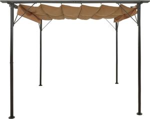 vidaXL Pergola ogrodowa ze zwijanym dachem, taupe, 3x3 m, 180 g/m 2