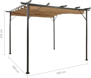 vidaXL Pergola ogrodowa ze zwijanym dachem, taupe, 3x3 m, 180 g/m 6