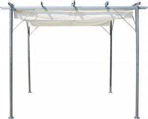 vidaXL Pergola ze zwijanym dachem, śmietankowa, 3x3 m, stalowa 4