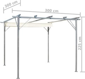 vidaXL Pergola ze zwijanym dachem, śmietankowa, 3x3 m, stalowa 7