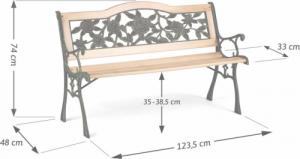 Sofotel Ławka parkowa z oparciem 123,5 x 74 x 48 cm Gardi Rose 9