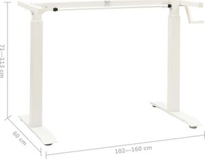 vidaXL Rama do wysokiego biurka z manualną regulacją, biała 8
