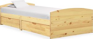 vidaXL Rama łóżka z 2 szufladami, lite drewno sosnowe, 90 x 200 cm 1